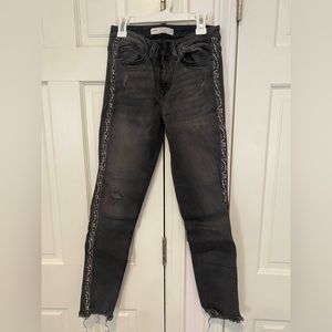 Zara snake print skinny jeans size 02 - raw hem